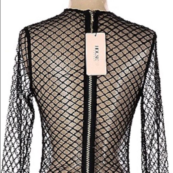 NWT House of CB Black Crystal Fishnet Maxi Dress - Picture 6 of 13